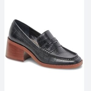Dolce Vita Black Croc-Embossed Loafers